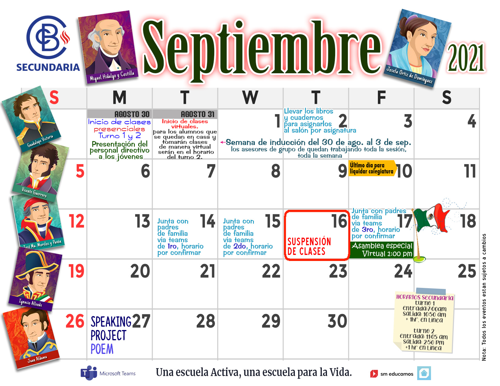 Calendario secundaria